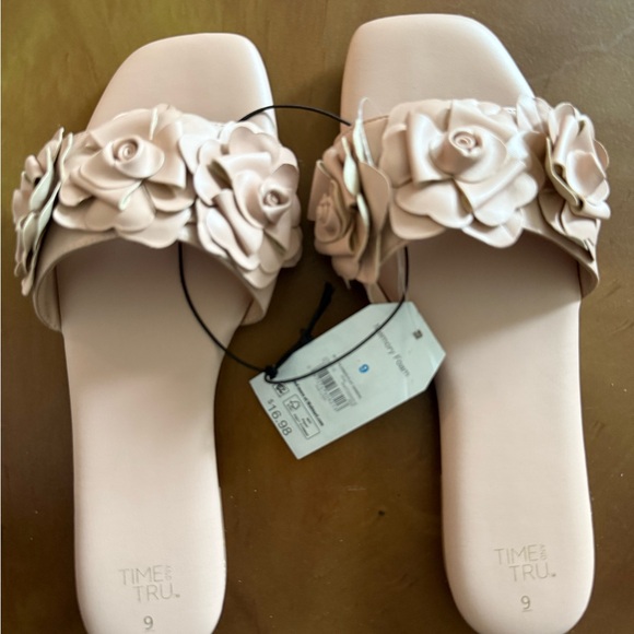 Time and tru Floral Pink Slide Sandals size 9 NWT - Picture 4 of 5